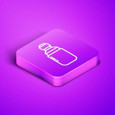 Mor arka planda izole edilmiş tıbbi marihuana veya kenevir yaprağı zeytinyağı damlası ikonu. Esrar özütü. Kenevir sembolü. Mor kare düğme. Vektör İllüstrasyonu.