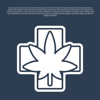 Mavi çizgi tıbbi marihuana ya da kenevir yaprağı ikonu mavi arka planda izole edilmiş. Kenevir sembolü. Vektör İllüstrasyonu.
