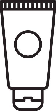 Beyaz arka planda siyah çizgi kremi ya da losyon kozmetik tüp ikonu izole edilmiş. Erkekler için vücut bakım ürünleri. Vektör İllüstrasyonu.