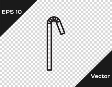 Siyah çizgi şeffaf arkaplanda izole edilmiş plastik saman simgesi içmek. Vektör İllüstrasyonu.