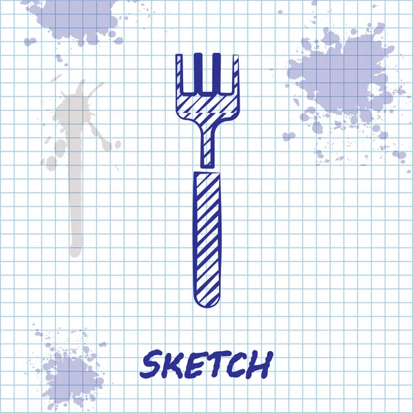 Çizim Çizgisi Fork Simgesi Beyaz Arkaplanda Izole Edildi Çatal Bıçak — Stok Vektör