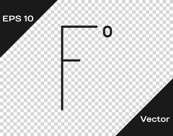 Schwarze Linie Fahrenheit Symbol Isoliert Auf Transparentem Hintergrund Vektorillustration — Stockvektor