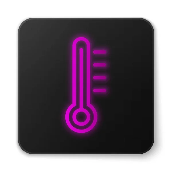 Gloeiende Neon Lijn Meteorologie Thermometer Meten Pictogram Geïsoleerd Witte Achtergrond — Stockvector