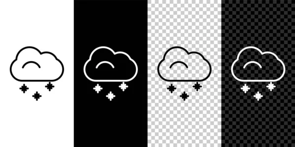Ορισμός Γραμμής Cloud Εικονίδιο Χιονιού Απομονωμένο Ασπρόμαυρο Φόντο Σύννεφο Νιφάδες — Διανυσματικό Αρχείο