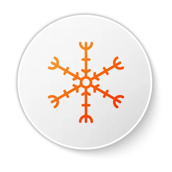 Orange Line Snowflake Icon Isolated White Background White Circle Button — Stock Vector