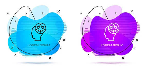 Лінія Чоловічої Голови Профіль Іконою Листя Марихуани Або Канабісу Ізольованою — стоковий вектор