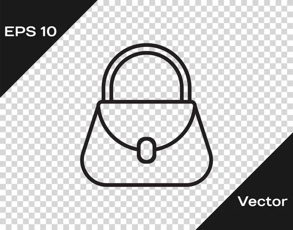 Schwarze Linie Handtasche Symbol Isoliert Auf Transparentem Hintergrund Weibliches Handtaschenschild — Stockvektor