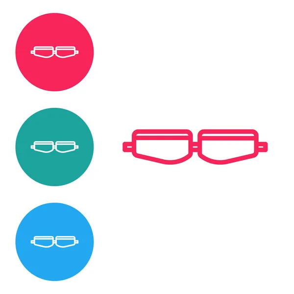 Ligne Rouge Lunettes Sécurité Icône Lunettes Isolées Sur Fond Blanc — Image vectorielle