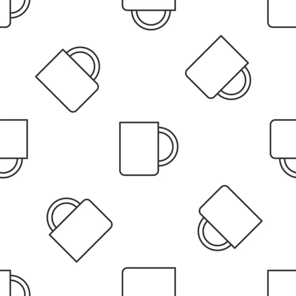 Серые Линии Кофейная Чашка Значок Изолированный Бесшовный Узор Белом Фоне — стоковый вектор