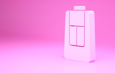 Pembe arka planda izole edilmiş uzaktan kumandalı Pembe Araba anahtarı. Araba anahtarı ve alarm sistemi. Minimalizm kavramı. 3d illüstrasyon 3B canlandırma.