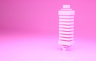 Pembe Şok emici ikonu pembe arka planda izole edilmiş. Minimalizm kavramı. 3d illüstrasyon 3B canlandırma.