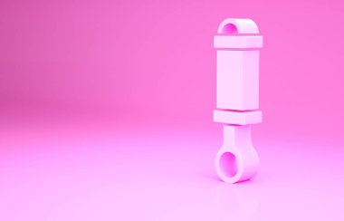 Pembe Şok emici ikonu pembe arka planda izole edilmiş. Minimalizm kavramı. 3d illüstrasyon 3B canlandırma.