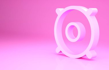 Pembe Araba ses hoparlörü simgesi pembe arka planda izole edildi. Minimalizm kavramı. 3d illüstrasyon 3B canlandırma.