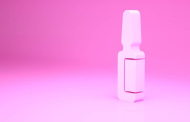 Pembe diş ağrısı ağrı kesici tablet ikonu pembe arka planda izole edilmiş. Diş bakımı ilacı. Kapsül hapı ve ilaç. Eczane tasarımı. Minimalizm kavramı. 3d illüstrasyon 3B canlandırma.