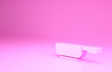 Pembe kızartma tavası simgesi pembe arka planda izole edilmiş. Kızartma veya kızartma gıda sembolü. Minimalizm kavramı. 3d illüstrasyon 3B canlandırma.