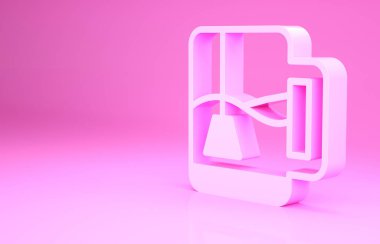 Pembe çay fincanı, pembe arka planda izole edilmiş çay poşeti ikonu. Minimalizm kavramı. 3d illüstrasyon 3B canlandırma.