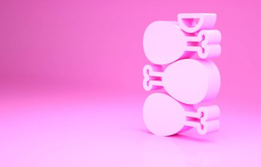 Pembe Hint yemeği Tandır tavuk ikonu pembe arka planda izole edilmiş. Minimalizm kavramı. 3d illüstrasyon 3B canlandırma.