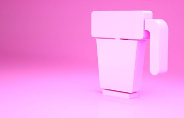 Pembe kahve fincanı ikonu pembe arka planda izole edilmiş. Çay fincanı. Sıcak içecek kahvesi. Minimalizm kavramı. 3d illüstrasyon 3B canlandırma.