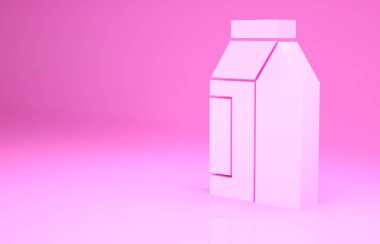 Pembe kahve çekirdeği ikonu pembe arka planda izole edilmiş. Minimalizm kavramı. 3d illüstrasyon 3B canlandırma.