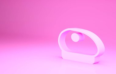 Pembe Fransız beresi ikonu pembe arka planda izole edilmiş. Minimalizm kavramı. 3d illüstrasyon 3B canlandırma.