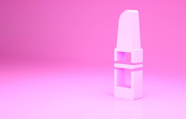 Pembe ruj ikonu pembe arka planda izole edilmiş. Minimalizm kavramı. 3d illüstrasyon 3B canlandırma.