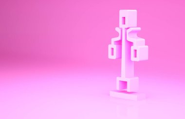 Pembe Sokak Işık Sistemi simgesi pembe arka planda izole edildi. Minimalizm kavramı. 3d illüstrasyon 3B canlandırma.