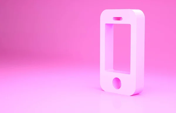 Pembe Akıllı Telefon Pembe Arka Planda Izole Edilmiş Cep Telefonu — Stok fotoğraf