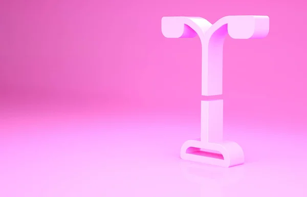 ピンクの背景に隔離されたピンクのストリートライトシステムアイコン 最小限の概念 3Dイラスト3Dレンダリング — ストック写真