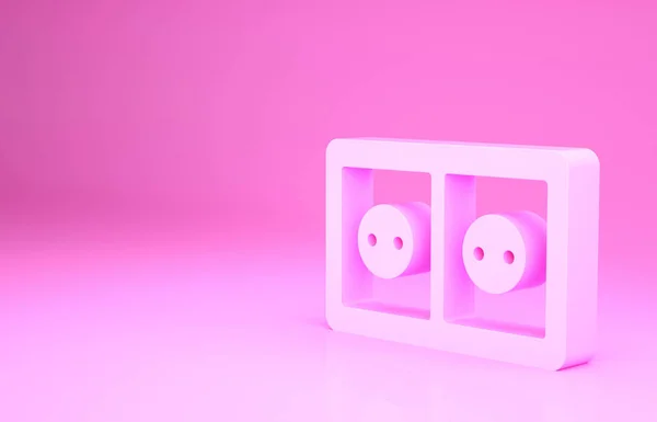 Icono Toma Corriente Pink Electrical Aislado Sobre Fondo Rosa Toma — Foto de Stock