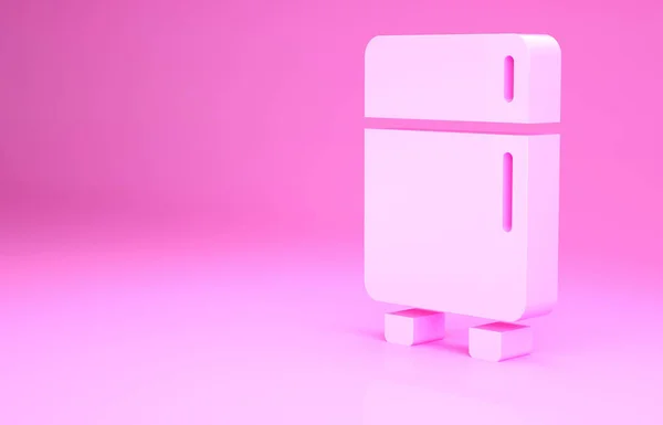 Ícone Geladeira Rosa Isolado Fundo Rosa Frigorífico Congelador Geladeira Tecnologia — Fotografia de Stock