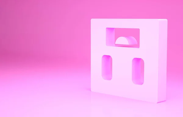 Ikona Růžové Koupelny Váhy Izolované Růžovém Pozadí Měřítko Hmotnosti Zařízení — Stock fotografie