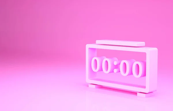 Roze Digitale Wekker Pictogram Geïsoleerd Roze Achtergrond Elektronische Wekker Tijdicoon — Stockfoto
