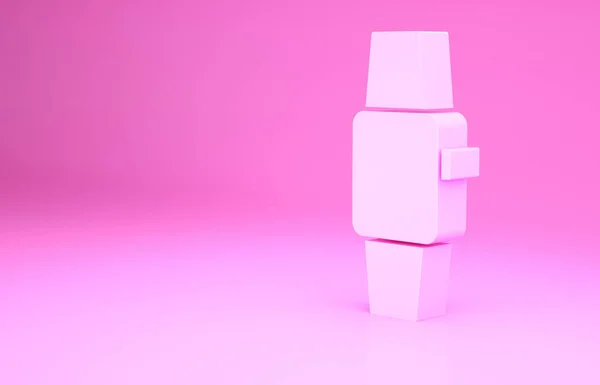 Ícone Smartwatch Rosa Isolado Fundo Rosa Conceito Minimalismo Ilustração Render — Fotografia de Stock