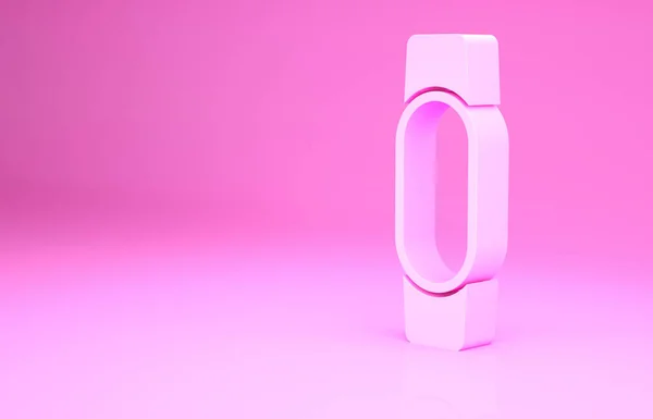 Pink Smartwatch Icoon Geïsoleerd Roze Achtergrond Minimalisme Concept Illustratie Renderen — Stockfoto