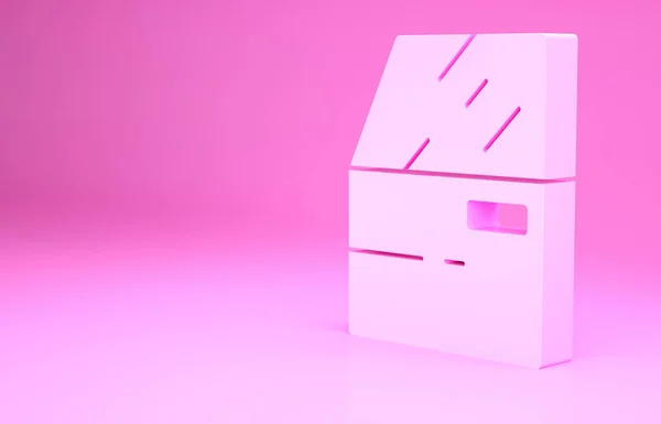 Pinkfarbenes Türsymbol Isoliert Auf Rosa Hintergrund Minimalismus Konzept Illustration Renderer — Stockfoto
