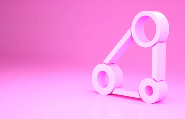 Pink Timing belt kit icon isolated on pink background. Minimalism concept. 3d illustration 3D render.