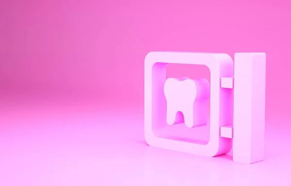 Pink Dental Clinic Location Icon Isolated Pink Background Minimalism Concept — Stock Photo, Image