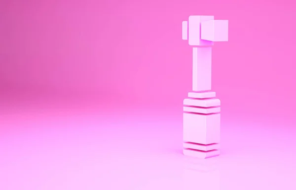 Icône Brosse Dents Rose Isolée Sur Fond Rose Concept Minimalisme — Photo