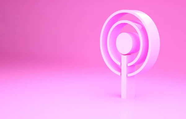 ピンクの背景に隔離されたピンクのアンテナアイコン 無線アンテナ無線 技術とネットワーク信号無線アンテナ 最小限の概念 3Dイラスト3Dレンダリング — ストック写真