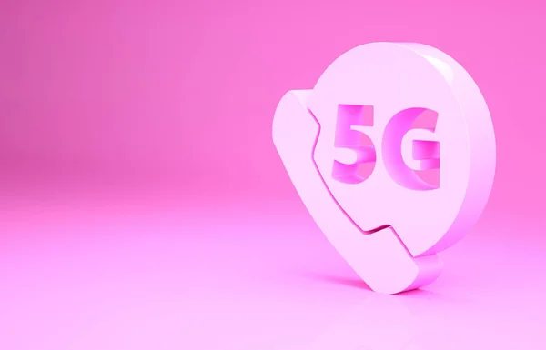 Pink Phone Nowy Bezprzewodowy Internet Wifi Ikona Izolowana Różowym Tle — Zdjęcie stockowe