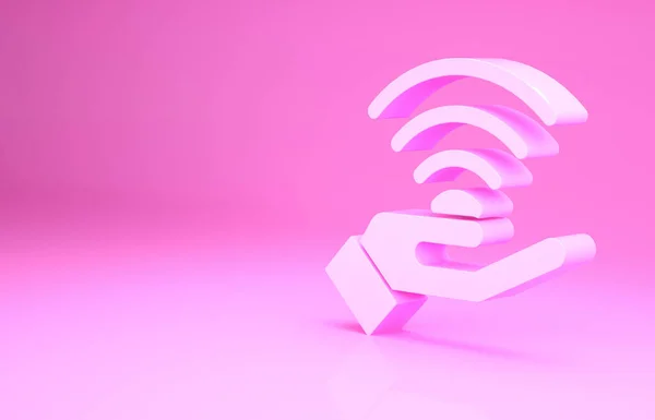 Pink Novo Ícone Conexão Internet Sem Fio Isolado Fundo Rosa — Fotografia de Stock