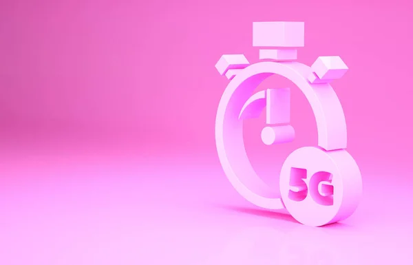 디지털 스피드 개념과 아이콘이 분홍색 배경에 분리되어 글로벌 네트워크 데이터 — 스톡 사진