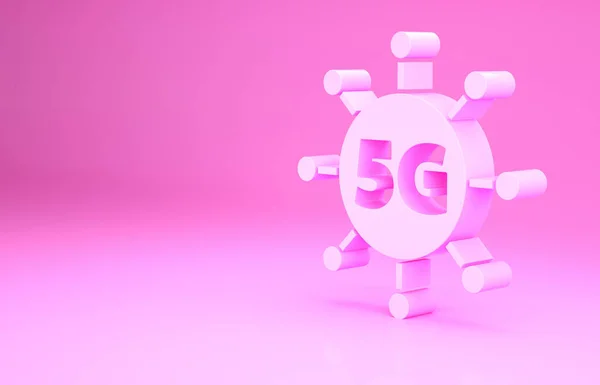 Розовый Новый Значок Беспроводного Доступа Интернет Wifi Изолирован Розовом Фоне — стоковое фото