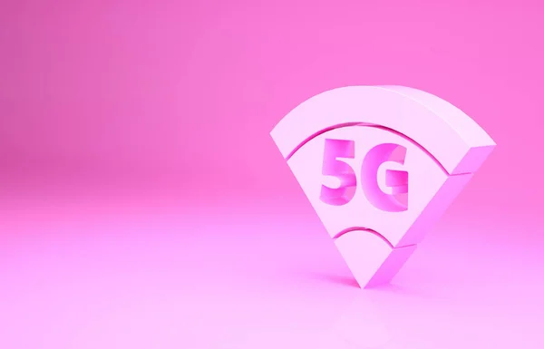 Pink New Wireless Internet Wifi Connection Icon Isolated Pink Background — Stock Photo, Image