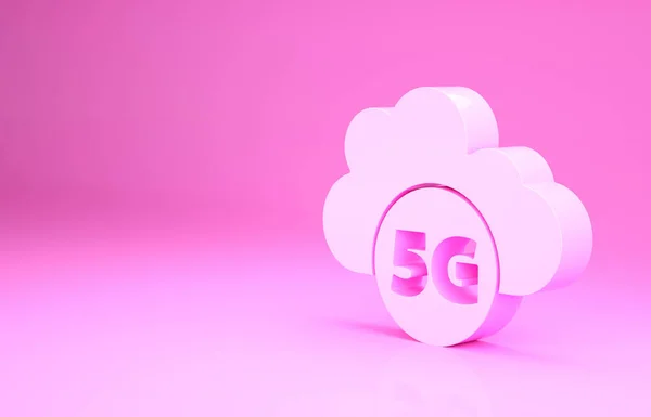 Pink Cloud Новий Бездротовий Інтернет Віфічний Ікона Єднання Ізольований Рожевому — стокове фото