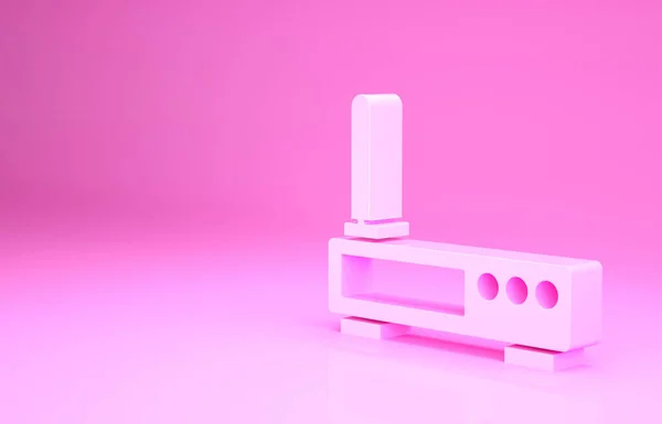 Pink Router Signal Icon Isolated Pink Background Wireless Ethernet Modem — Stock Photo, Image