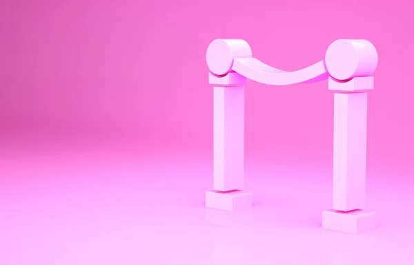 Розовая Веревка Барьерная Икона Изолирована Розовом Фоне Vip Событие Роскошный — стоковое фото
