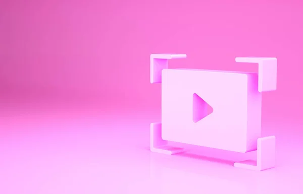 Pink Online Reproduzir Ícone Vídeo Isolado Fundo Rosa Tira Filme — Fotografia de Stock