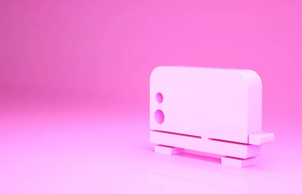 Ícone Torradeira Rosa Isolado Fundo Rosa Conceito Minimalismo Ilustração Render — Fotografia de Stock