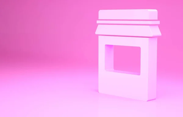 Icono Tarro Mermelada Rosa Aislado Sobre Fondo Rosa Concepto Minimalista — Foto de Stock